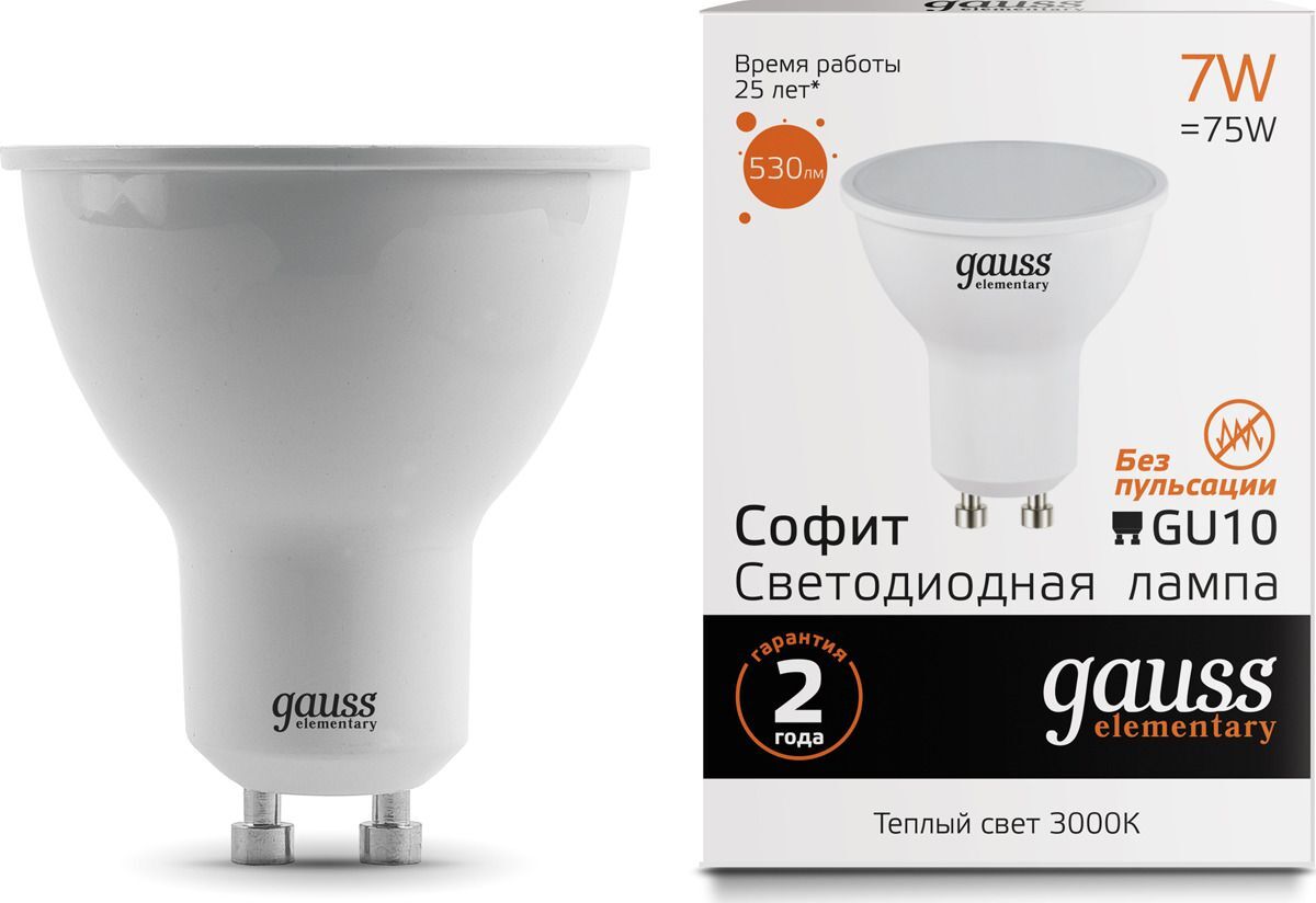 

Светодиодная лампа Gauss LED Elementary MR16 GU10 7W 530lm 3000К 1/10/100 [13617], Светодиодная лампочка Gauss LED Elementary MR16 GU10 7W 530lm 3000К 1/10/100 13617