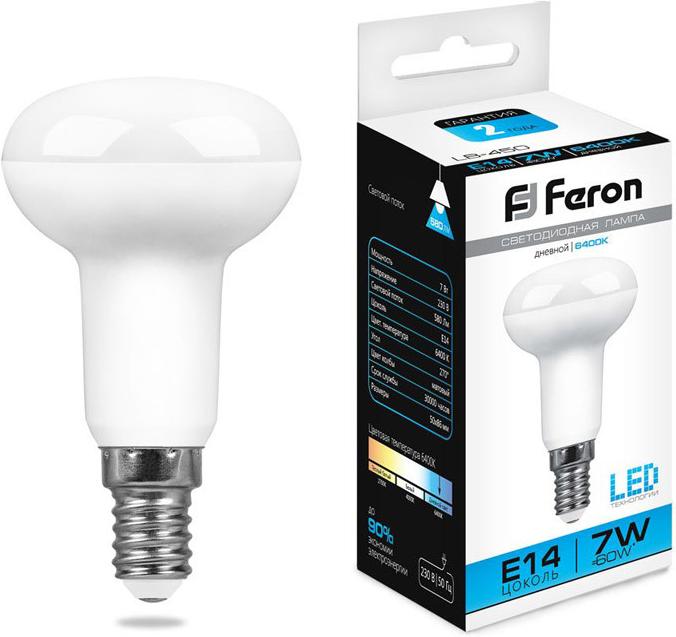 

Светодиодная лампа Feron E14 7W 6400K LB-450 [25515], E14 7W 6400K LB-450