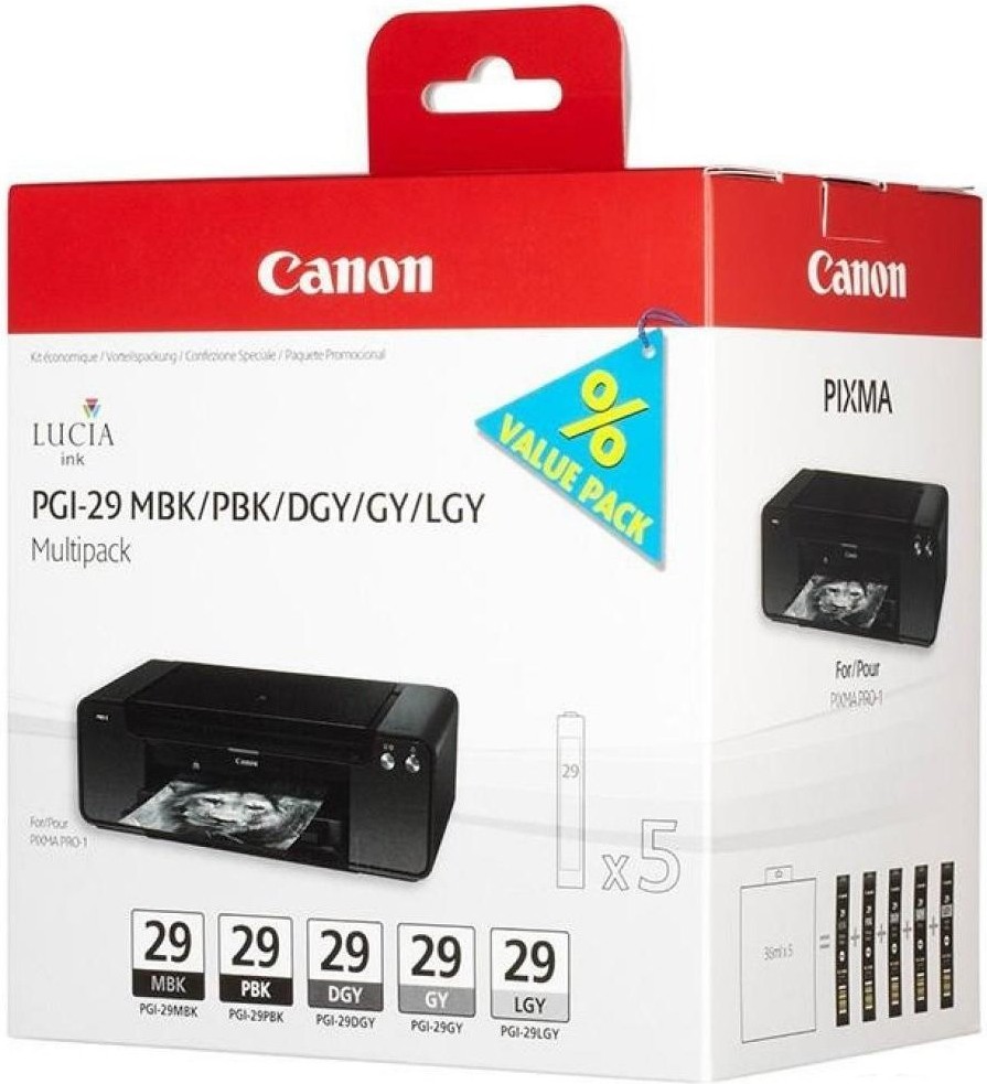 

Картридж для принтера Canon PGI-29 MBK/PBK/DGY/GY/LGY Multi [4868B005], Картридж Canon PGI-29 MBK/PBK/DGY/GY/LGY Multi 4868B005