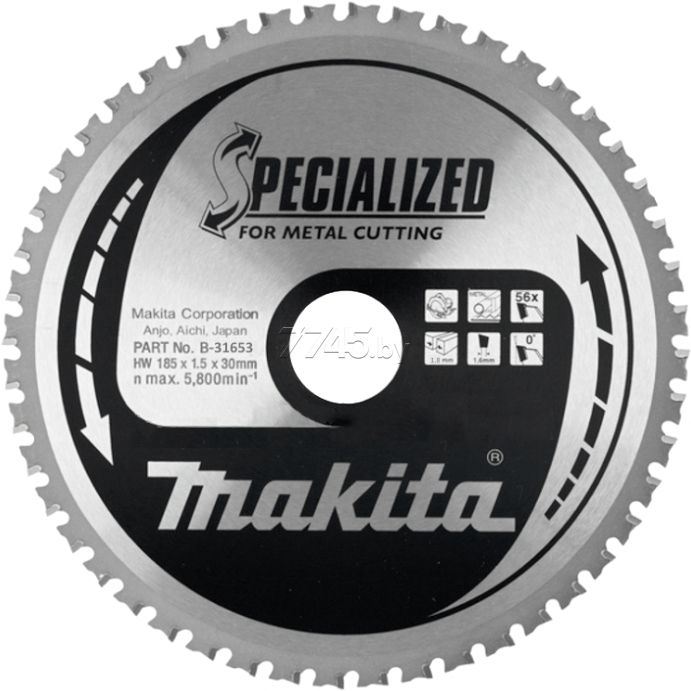 

Диск пильный Makita 185х30 мм 56 зуб по металлу [B-31653], Диск пильный Makita 185х30 мм 56 зуб по металлу B-31653