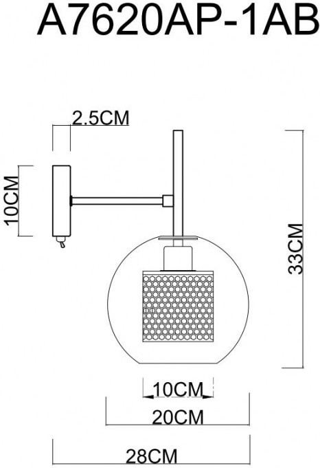 

Бра Arte Lamp Manchester [A7620AP-1AB], Бра Arte Lamp Manchester A7620AP-1AB