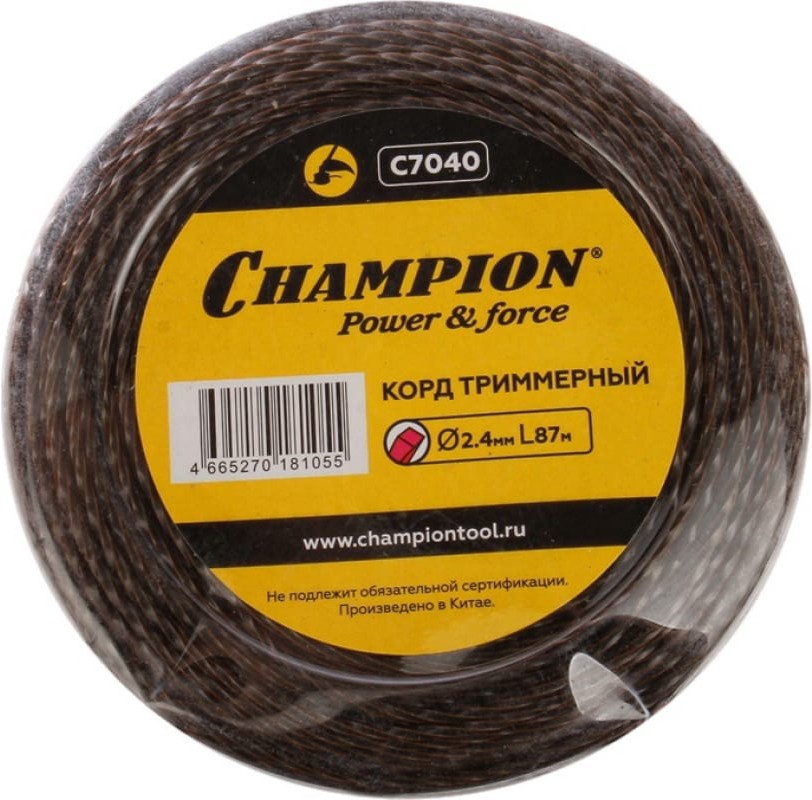 

Корд для триммера Champion Magic 2.4мм*87м (витой квадрат)+нож (C7040)