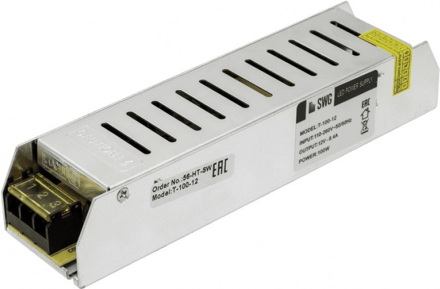 

SWG Блок питания компактный (узкий), 100 W, 12V [T-100-12], Блок питания SWG Блок питания компактный (узкий), 100 W, 12V T-100-12