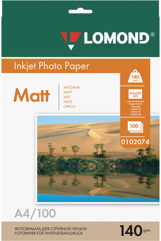 

Фотобумага Lomond Матовая А4 140 г/кв.м. 100 листов (0102074), Фотобумага Lomond 0102074