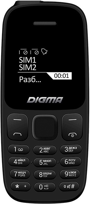 

Мобильный телефон Digma A106 Linx 32Mb черный (LT1065PM)