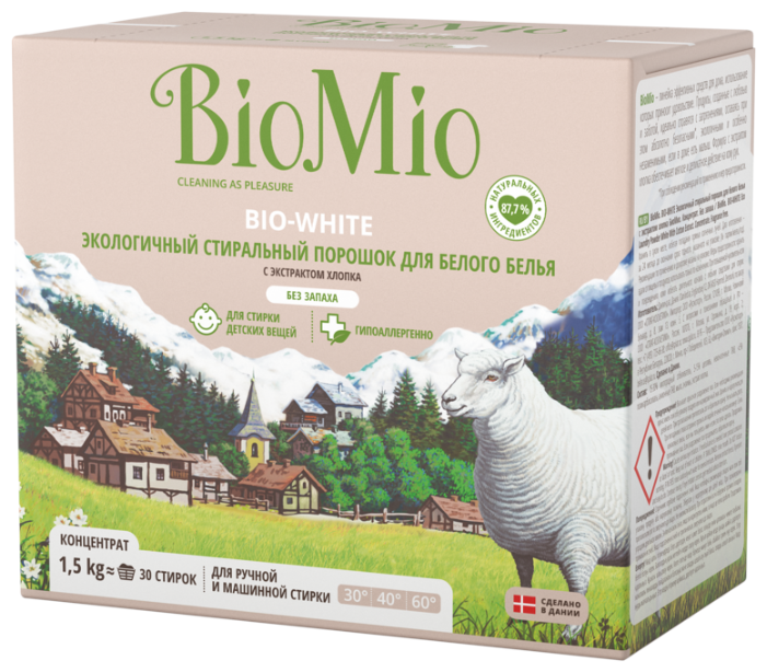 

Стиральный порошок BioMio BIO-White экологичный белого белья с экстрактом хлопка 1.5кг, BIO-White экологичный белого белья с экстрактом хлопка 1.5кг