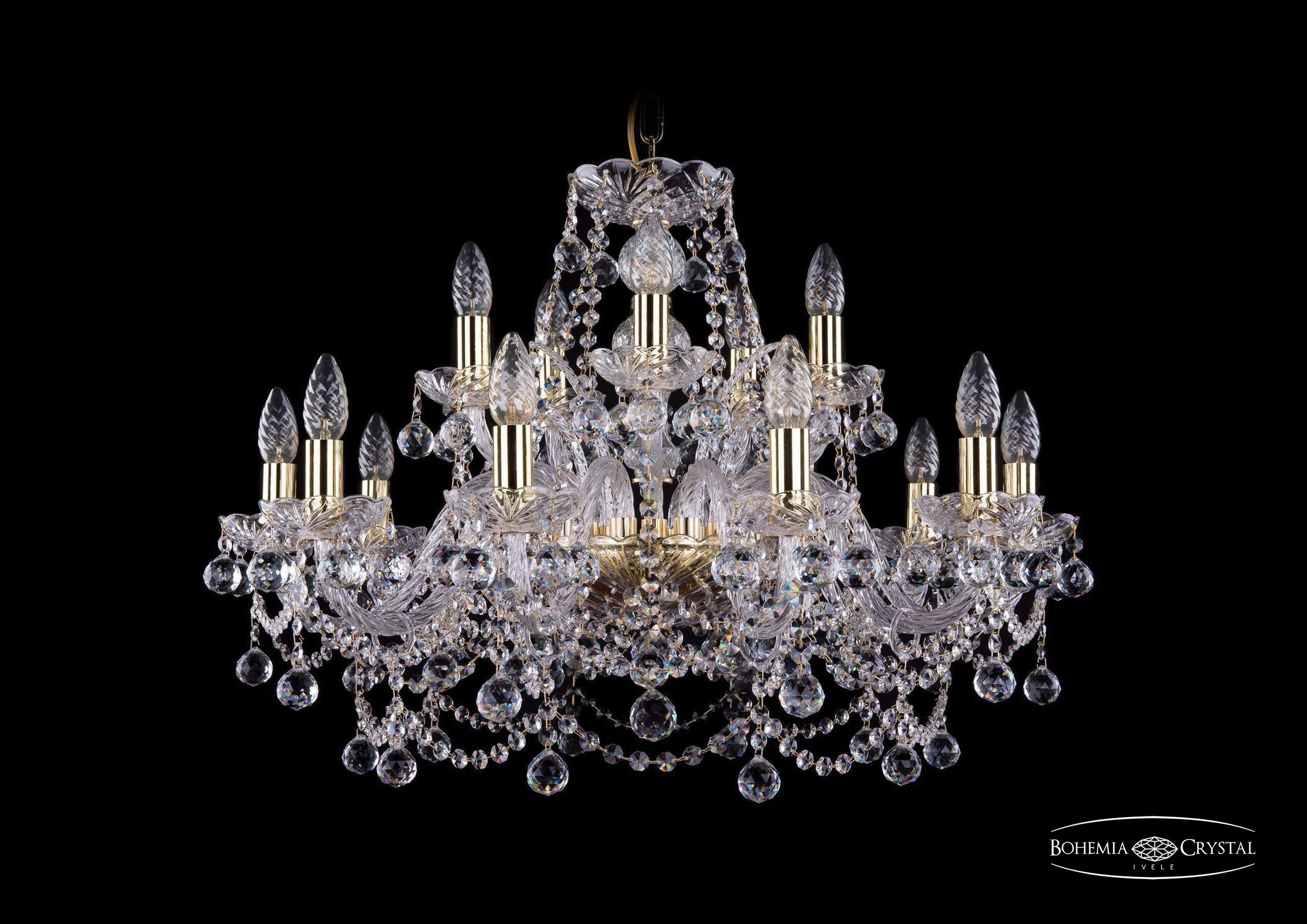 

Подвесная люстра Bohemia Ivele Crystal 1411/10+5/240/G/Balls