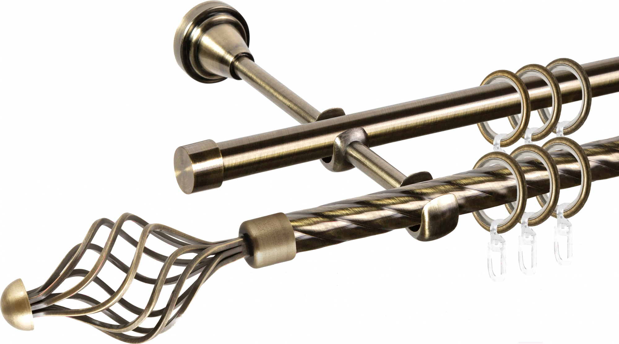 

Карниз АС ФОРОС Grace D16K/16Г + наконечники Ажур 2.4м антик