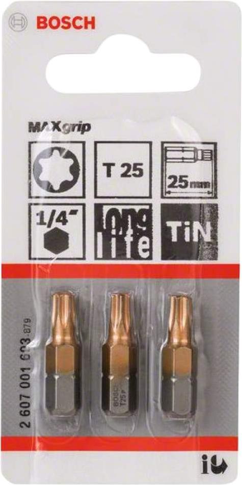 

Насадка крестообразная Bosch Torx Max Grip T25 25 мм 3 шт [2.607.001.693], Torx Max Grip T25 25 мм 3 шт