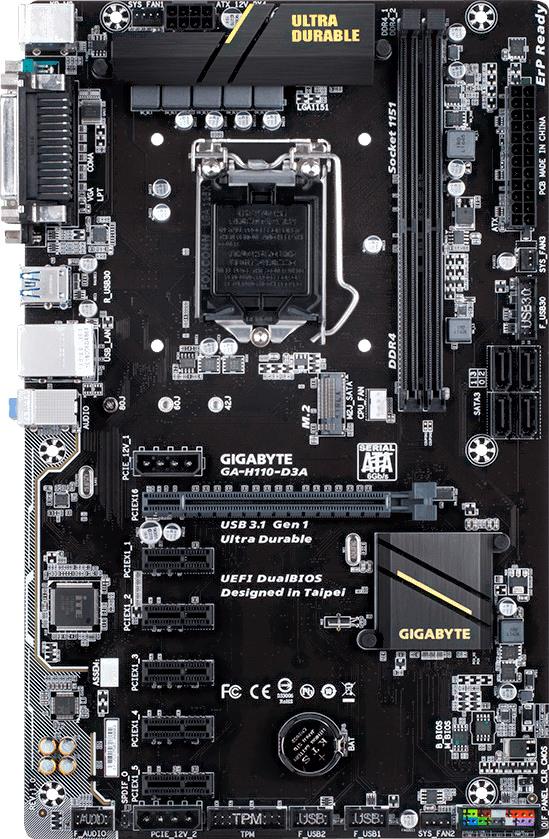 

Материнская плата Gigabyte GA-H110-D3A (rev. 1.0), GA-H110-D3A (rev. 1.0)