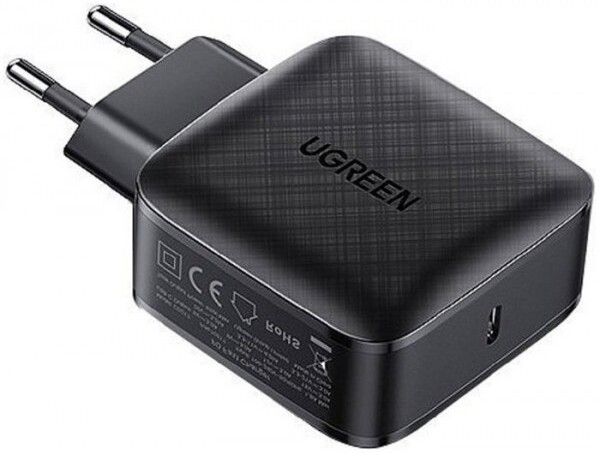 

Сетевое зарядное устройство UGREEN CD217-70867, 1 USB-C GaN Tech, PD 65W, кабель С-С 2m, Black