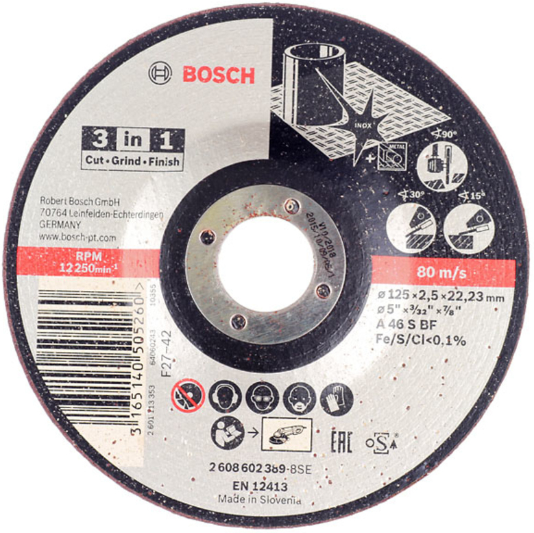 

Отрезной круг Bosch 2.608.602.389, Отрезной круг Bosch 125*2.5 3в1 2.608.602.389