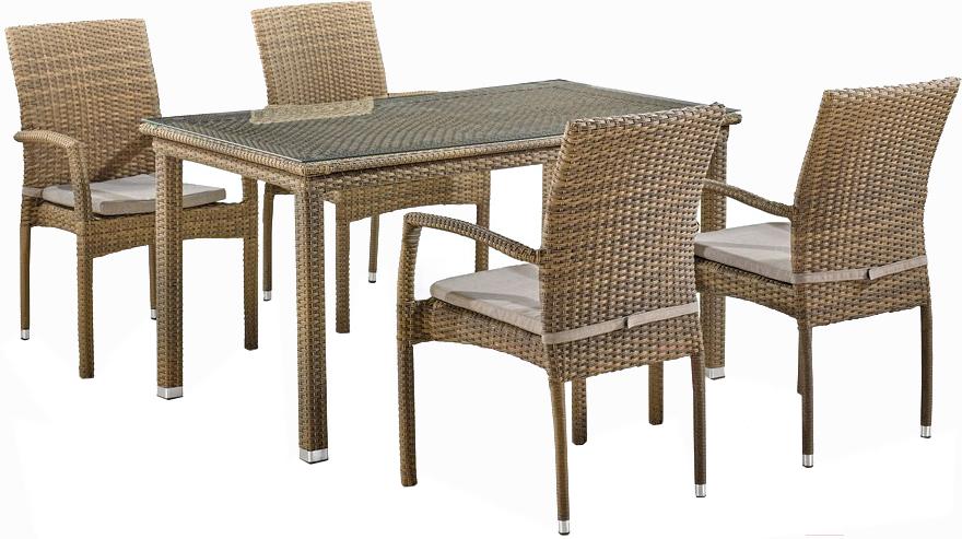 

Набор садовой мебели Afina garden T256B/Y379B-W65 4+1 Light Brown, Комплект садовой мебели Afina garden T256B/Y379B-W65 4+1 Light Brown