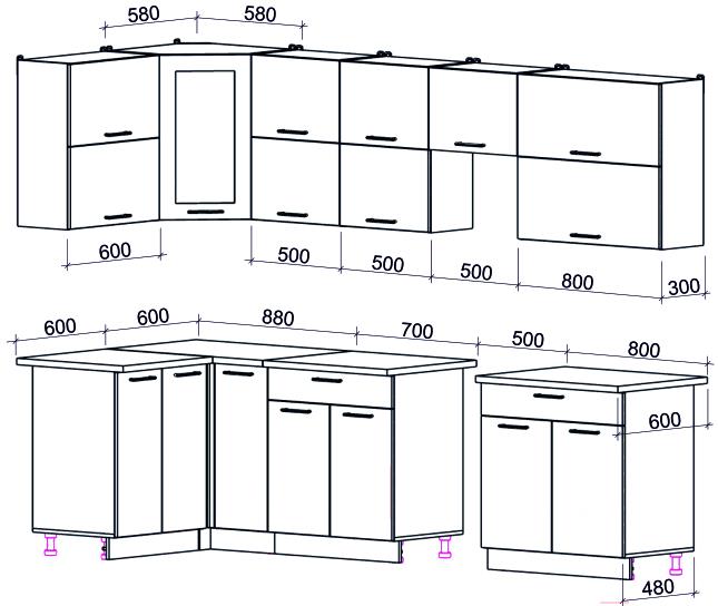 

Кухонный гарнитур Интерлиния Мила Gloss 50-12x29 ваниль/асфальт глянец, Мила Gloss 50-12x29