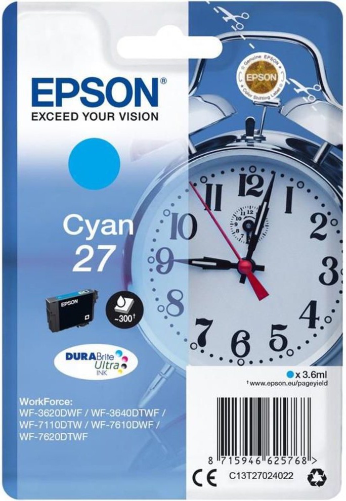

Картридж Epson C13T27024022, Картридж Epson T2702 для WF-7110/7610/7620/7710/7720 C13T27024022 Cyan