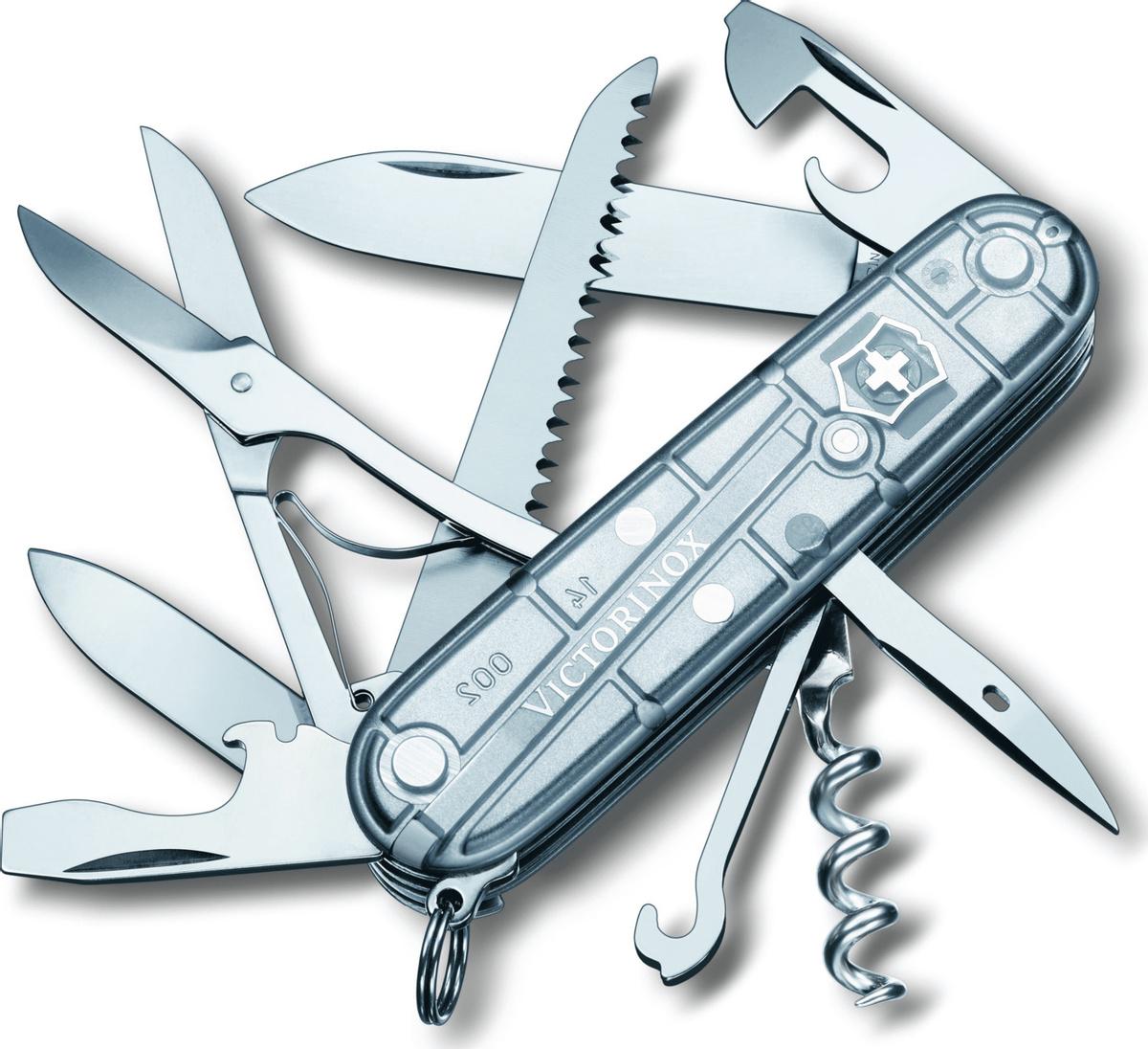 

Туристический нож Victorinox Huntsman 15 функций карт. коробка серебристый полупрозрачный [1.3713.T7], Huntsman 15 функций карт. коробка