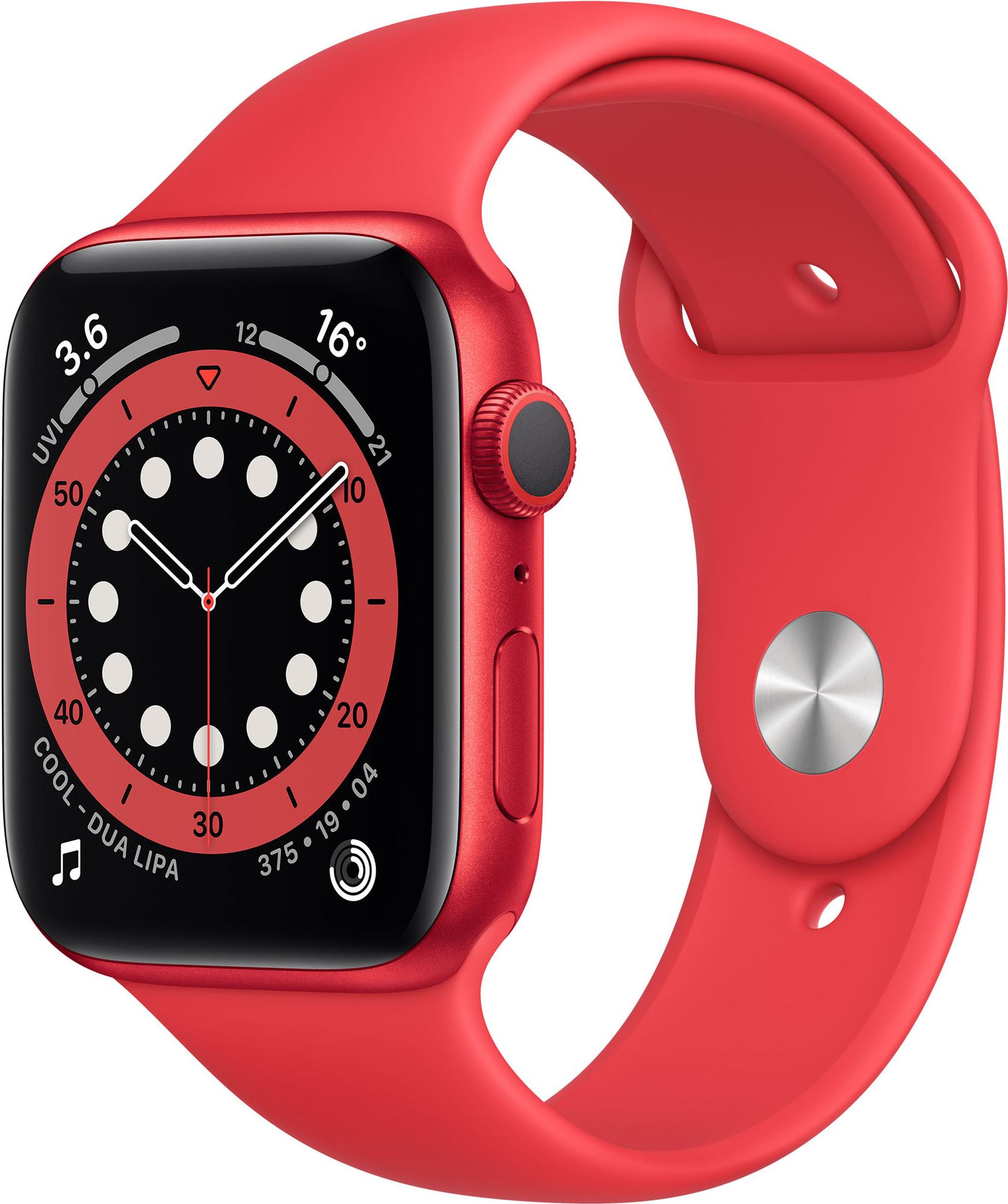Умные часы Apple Watch Series 6 44 мм (алюминий красный/красный спортивный) [M00M3UL/A]
