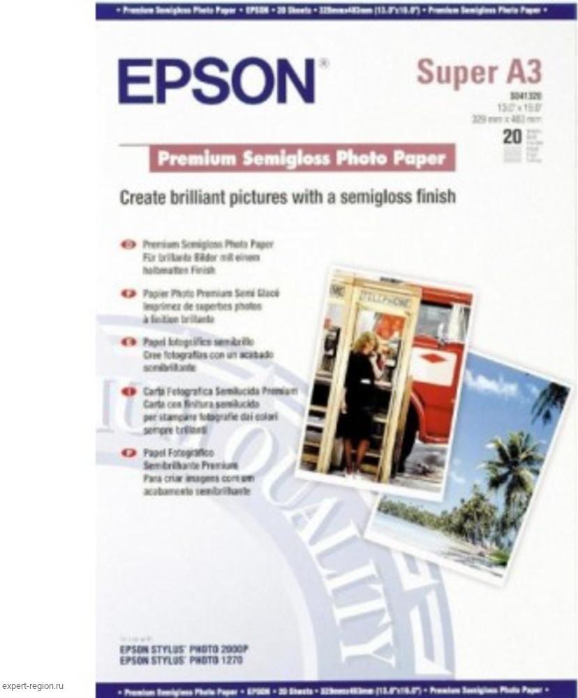 

Фотобумага Epson Premium Semigloss Photo Paper A3+ 20 листов (C13S041328), Premium Semigloss Photo Paper A3+ 20 листов