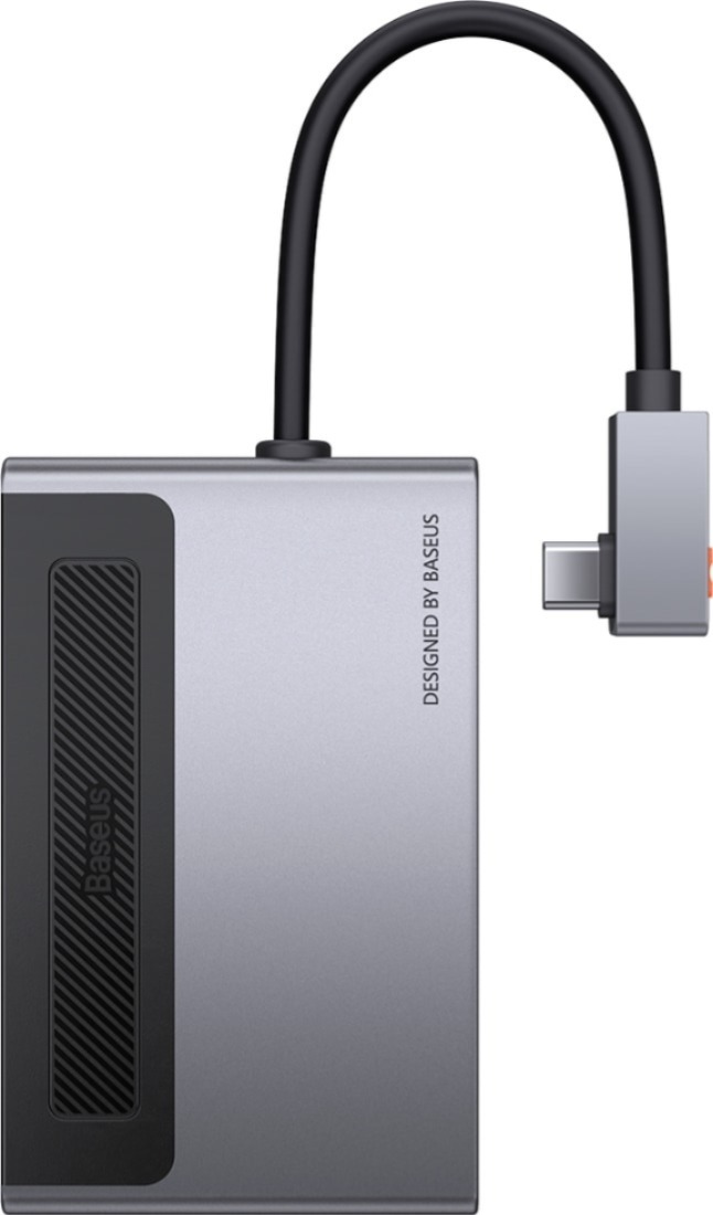

USB-хаб Baseus Magic Multifunctional Type-C HUB (CAHUB-DA0G), Хаб Baseus CAHUB-DA0G Magic Multifunctional HUB Standard Edition с выдвижным зажимом Type-C to USB 3.0+SD/TF+HDMI+AUX+Type-C Space Gray (Baseus Magic Multifunctional Type-C HUB with a Retractab