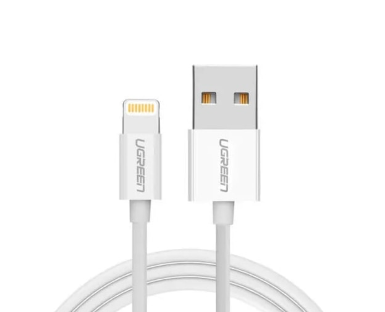 

UGREEN USB-A Male to Lightning Male Cable Nickel Plating ABS Shell 2m US155 (White) 20730 / Кабель UGREEN US155-20730, USB-A 2.0 to Lightning, Apple MFI certified, 2,4A, силиконовый, 2m, White