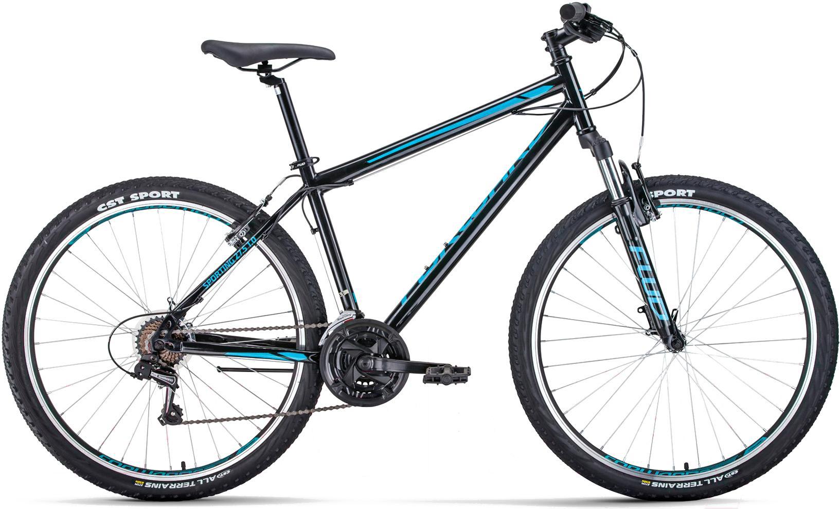 

Велосипед Forward Sporting 27.5'' 1.2 2021 рама 19 дюймов черный/бирюзовый [RBKW1M17G011]