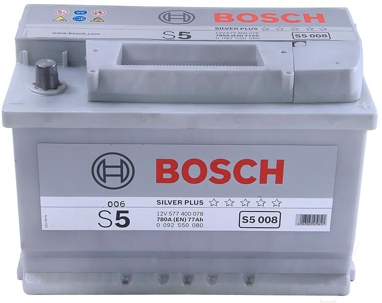 

Автомобильный аккумулятор Bosch S5 008 577 400 078 / 0092S50080 (77 А/ч), Аккумулятор Bosch S5 008 577400078 77 А/ч 0092S50080