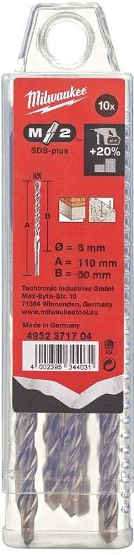 

Набор оснастки Milwaukee 4932371704, Бур Milwaukee SDS-plus 6х110мм 4932371704