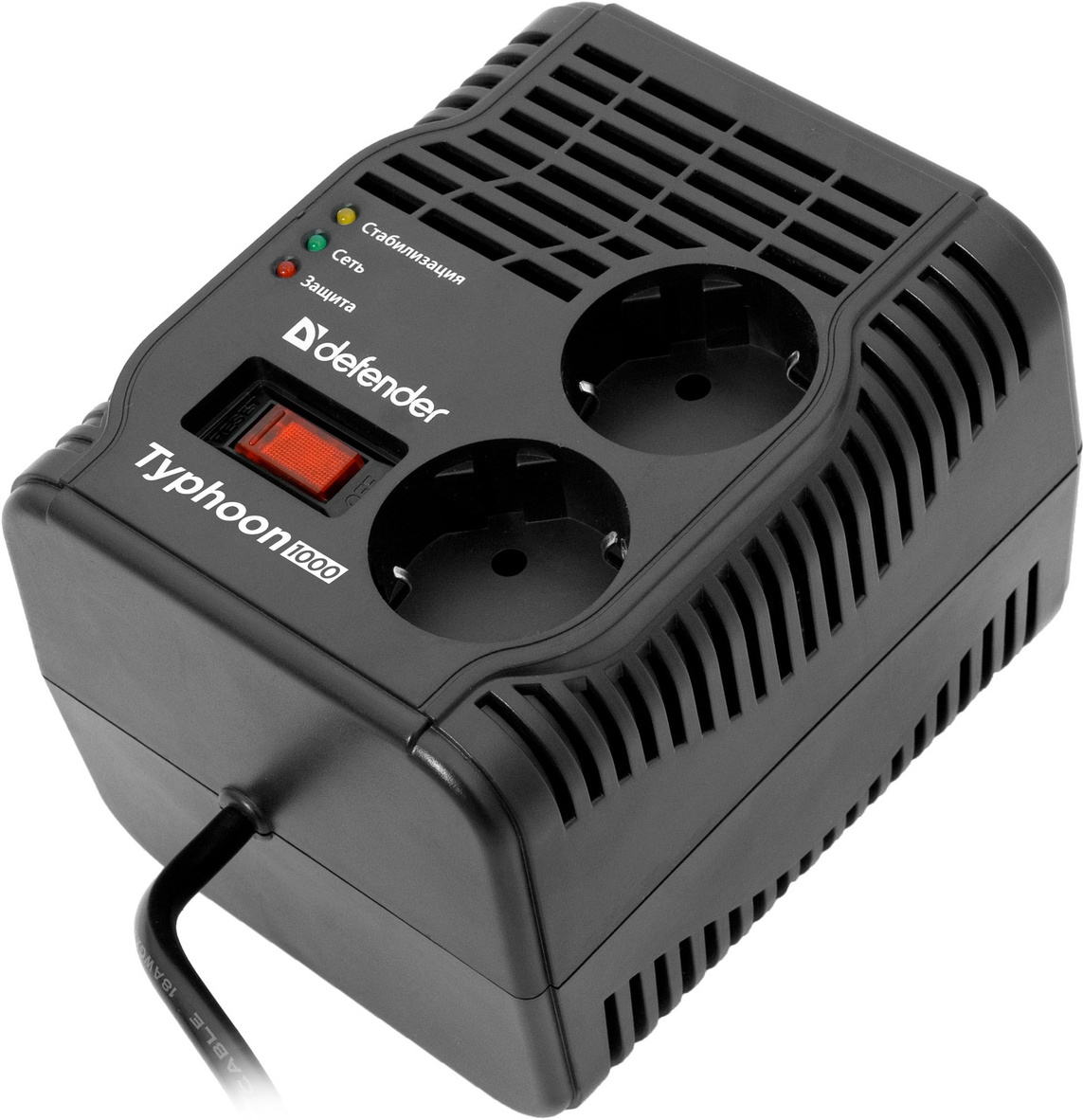 

Стабилизатор напряжения Defender AVR Typhoon 1000, Сетевой фильтр Defender AVR Typhoon 1000 99033