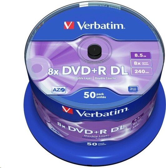 

Оптический диск Verbatim Double Layer DVD+R 8.5Gb 8x AZO Matt Silver 50 шт CakeBox [43758], Оптический диск Verbatim Double Layer DVD+R 8.5Gb 8x AZO Matt Silver 50 шт CakeBox 43758