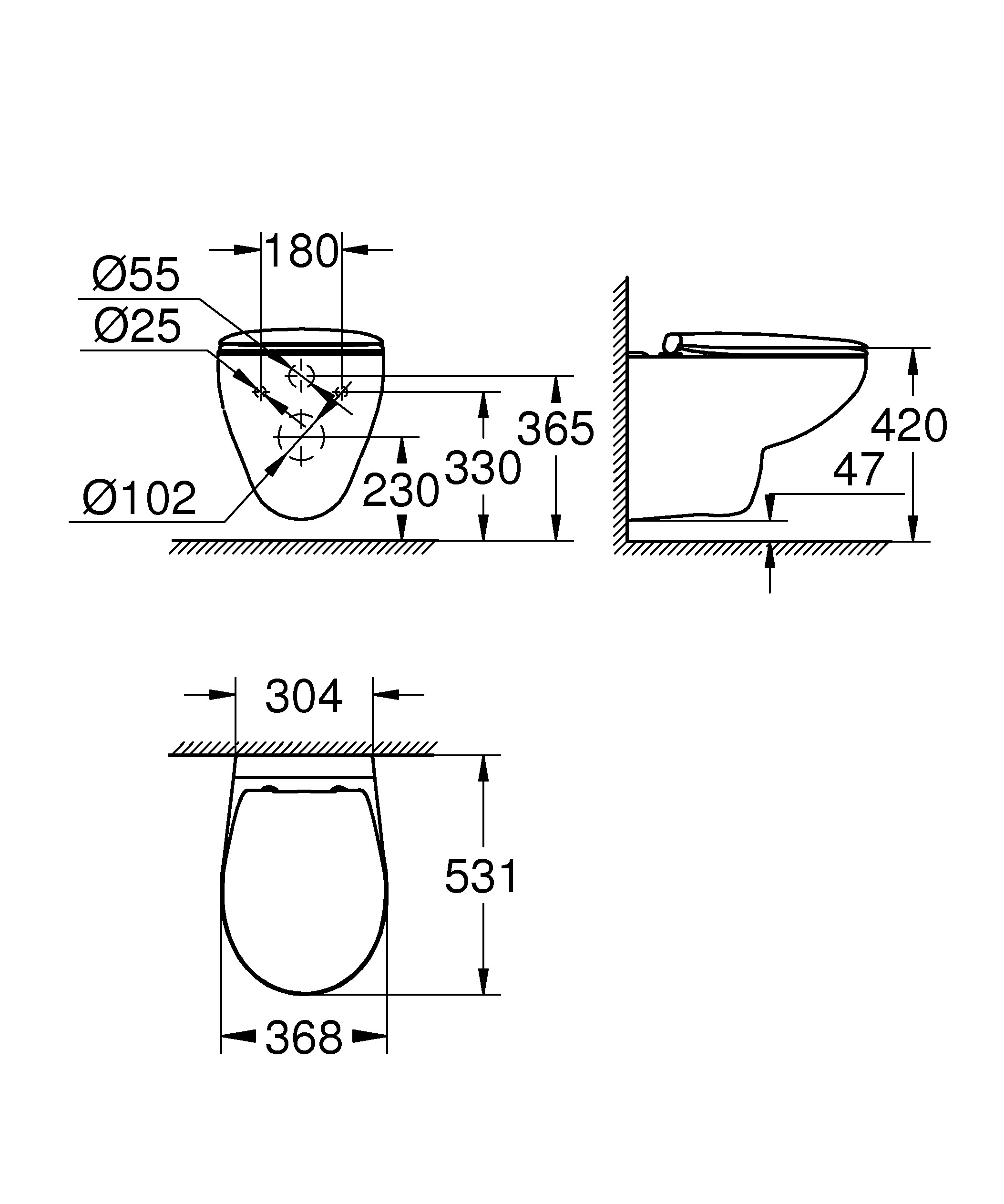 

Унитаз подвесной GROHE Bau 39351000, Bau 39351000