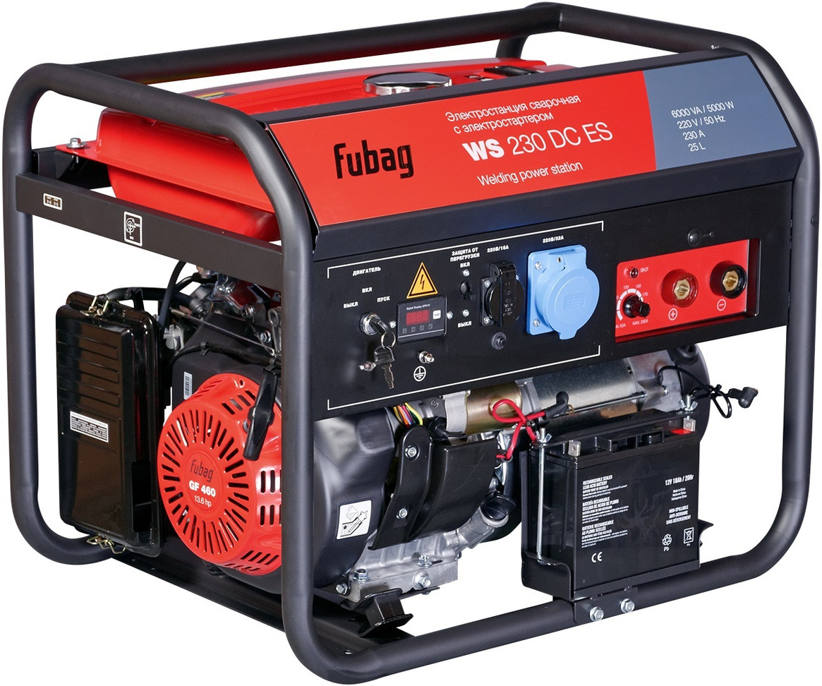 

Сварочная электростанция Fubag Электростанция WS 230 DC ES (838237), Сварочная электростанция Fubag Электростанция WS 230 DC ES 6.3 кВа/5 кВт, 439 см3, бак 25л, время работы: 9 ч. 838237