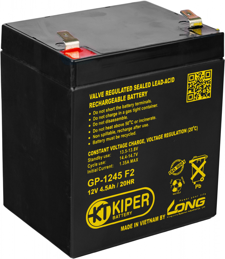 

Батарея для ИБП Kiper GP-1245 (12V/4.5Ah), Аккумулятор для ИБП Kiper GP-1245 F2 12V/4.5Ah