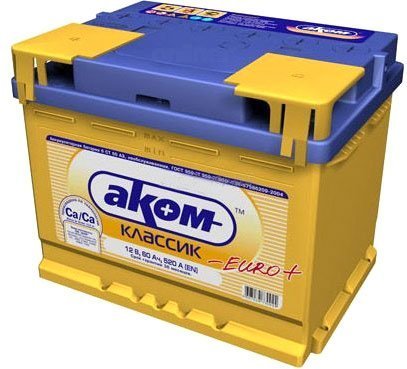 

Автомобильный аккумулятор AKOM Классик 6CT-60 (60 А/ч), 6СТ-60VL LB R+ 60 А·ч