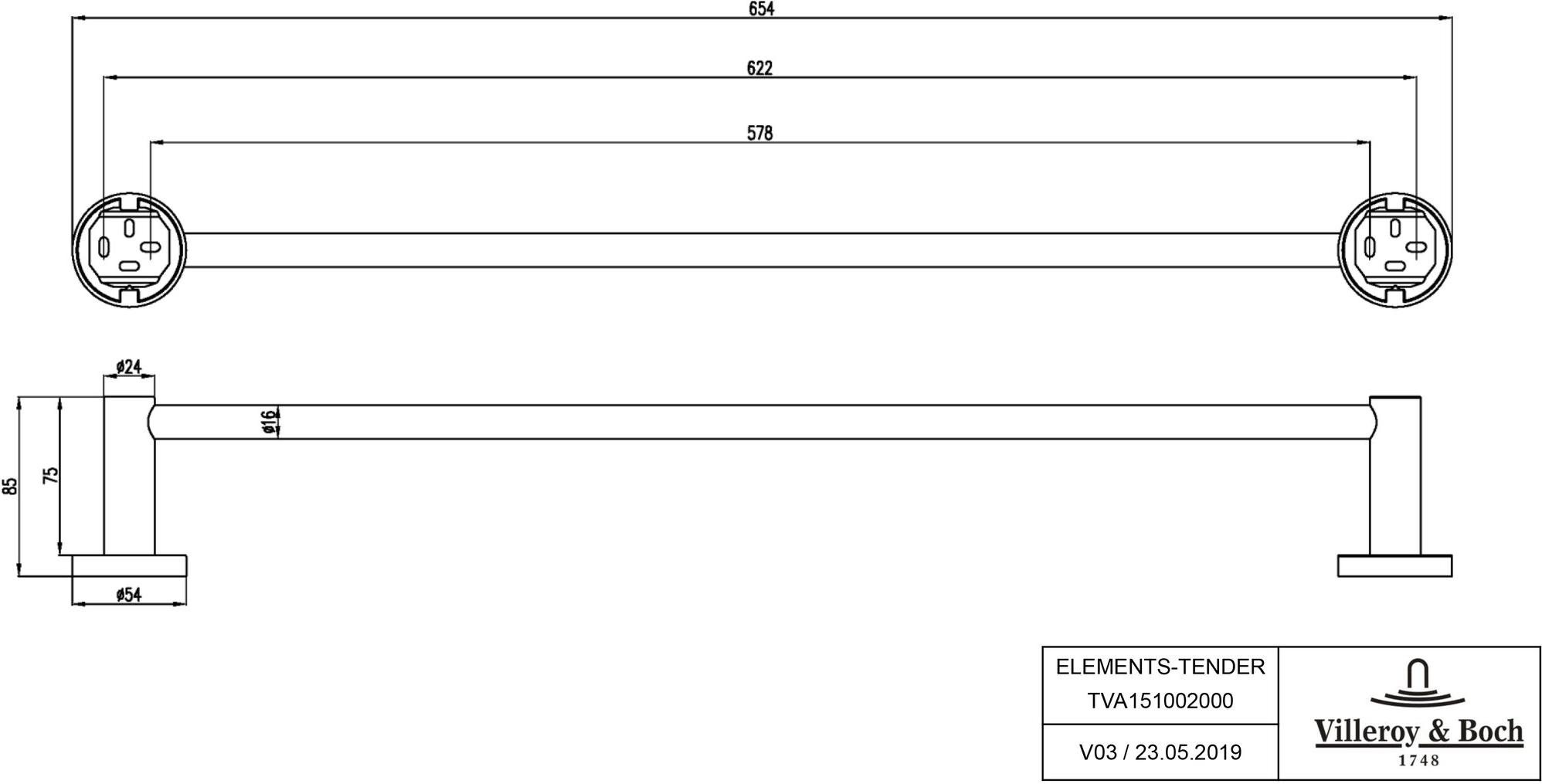 

Держатель полотенца Villeroy amp; Boch Elements [TVA15100200061], Elements