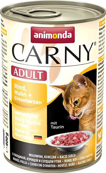 

Корм для кошек Animonda Carny Adult с говядиной, курицей и сердцем утки 400г, Carny Adult с говядиной, курицей и сердцем утки 400г