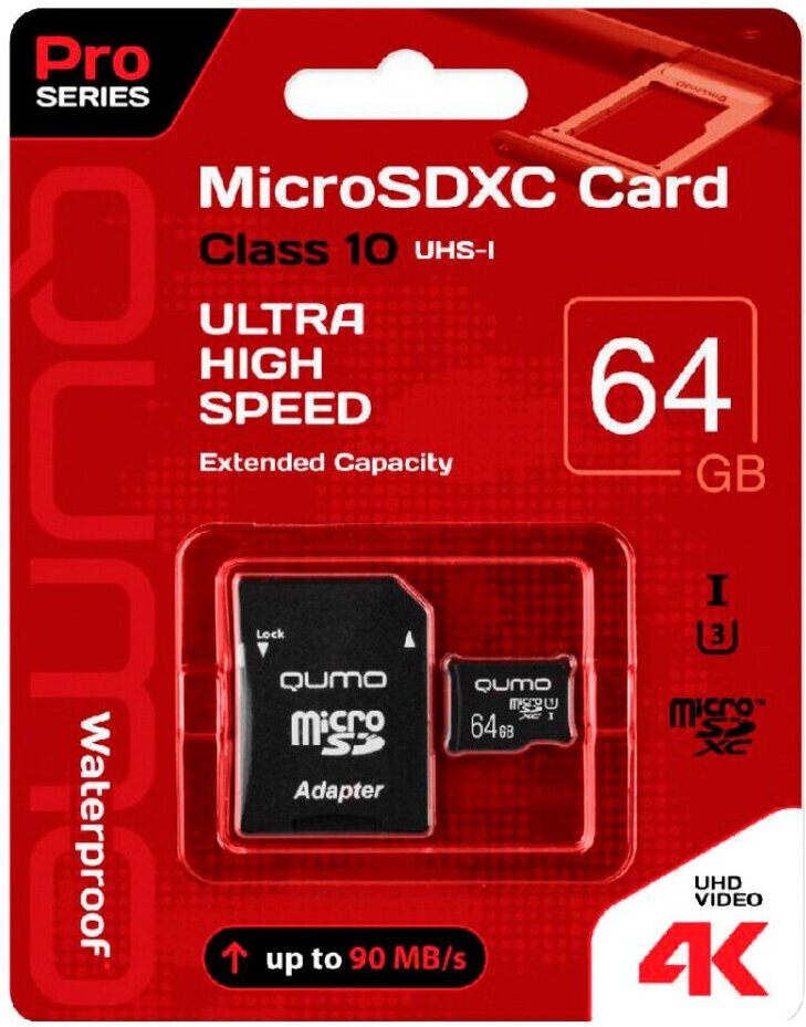 

Карта памяти QUMO MicroSDXC 64GB Сlass 10 UHS-I ,3.0 без адаптера SD [QM64GMICSDXC10U1NA], Карта памяти QUMO MicroSDXC 64GB Сlass 10 UHS-I ,3.0 без адаптера SD QM64GMICSDXC10U1NA