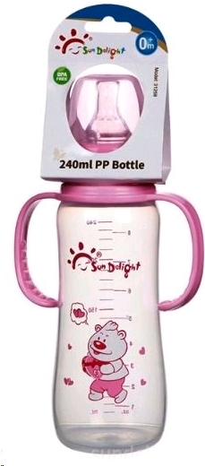 

Бутылочка для кормления Sun Delight 31259 со съемными подвижными ручками 240мл розовый