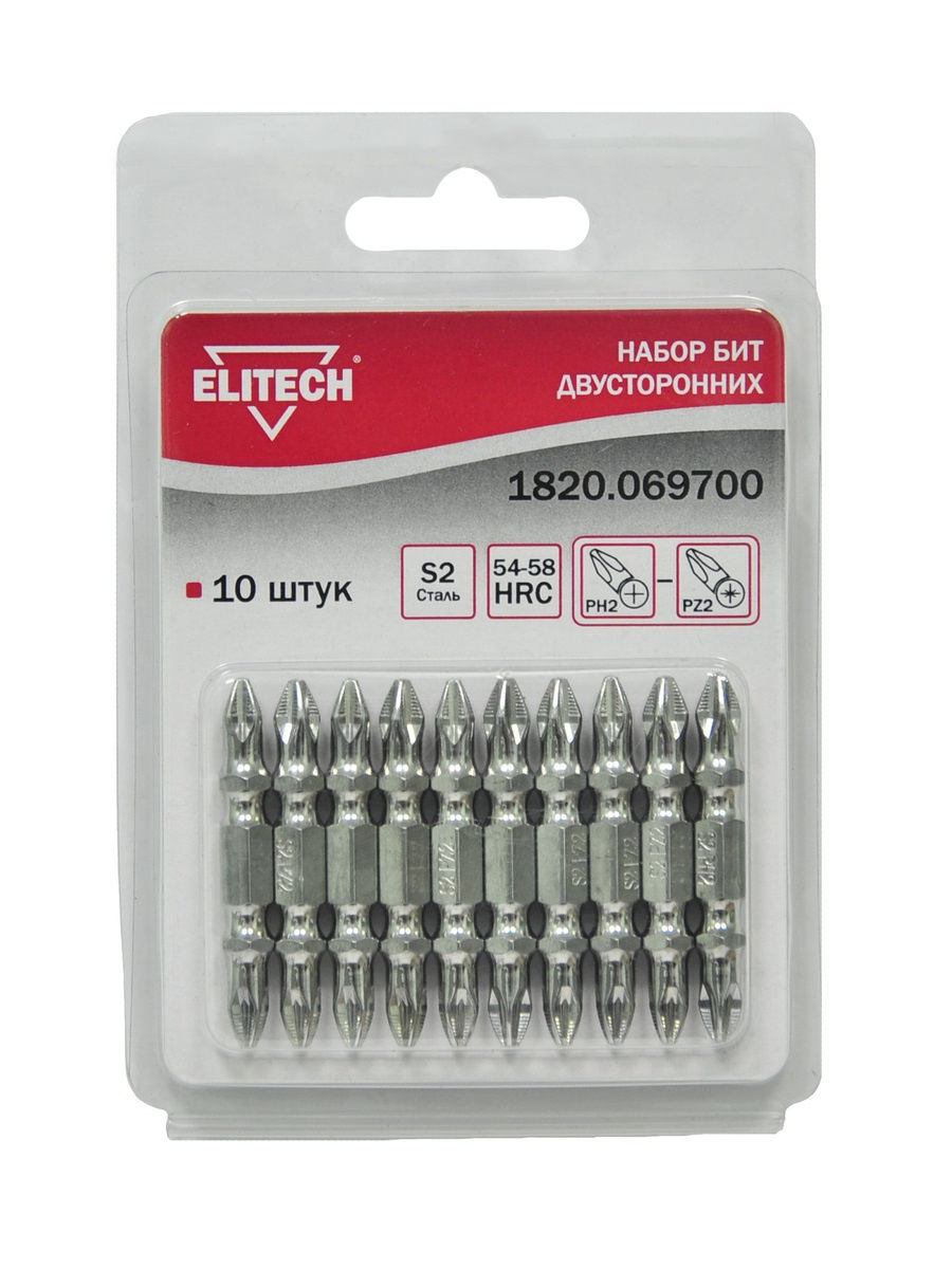

Набор бит ELITECH PH2-PZ2x45 mm 10 шт [1820.069700], PH2-PZ2x45 mm 10 шт