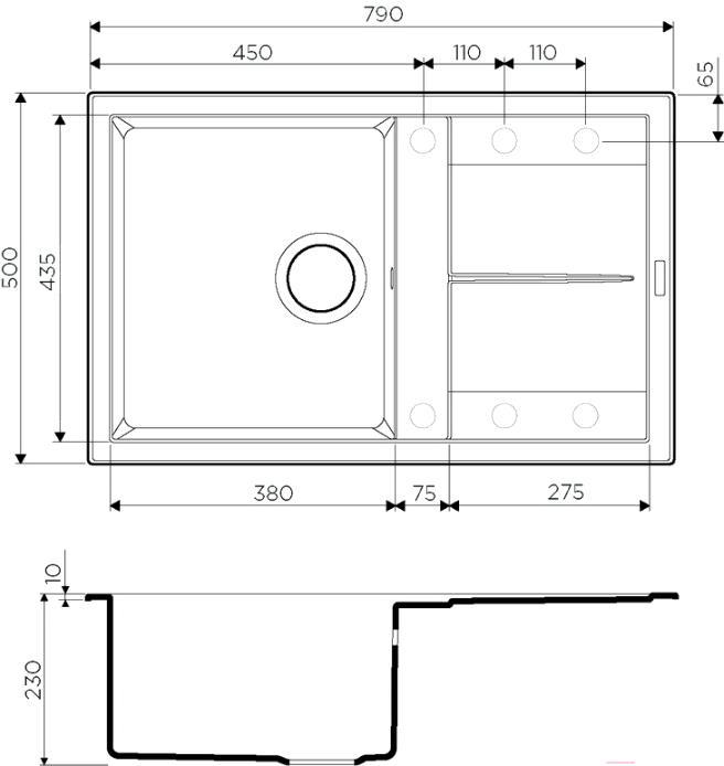 

Кухонная мойка Omoikiri Sumi 79-PL Tetogranit платина [4993667], Sumi 79-PL Tetogranit