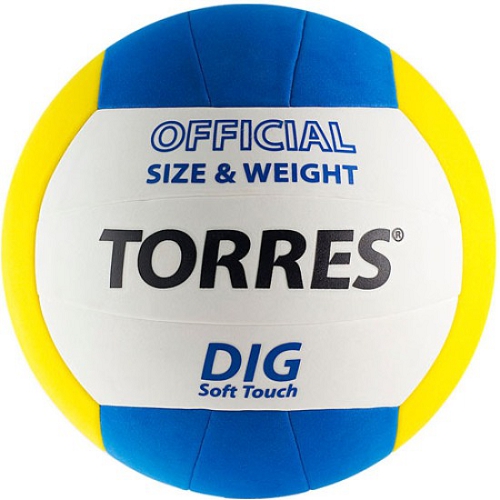 

Волейбольный мяч Torres Dig р.5, синт.кожа (ТПЕ), клееный, бут.кам белый/желтый [V20145], Dig р.5, синт.кожа (ТПЕ), клееный, бут.кам
