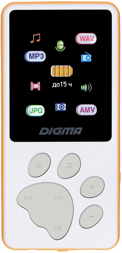 

MP3-плеер Digma S4 8 Gb белый/оранжевый [S4WO], MP3-плеер Digma S4 8 Gb S4WO белый/оранжевый