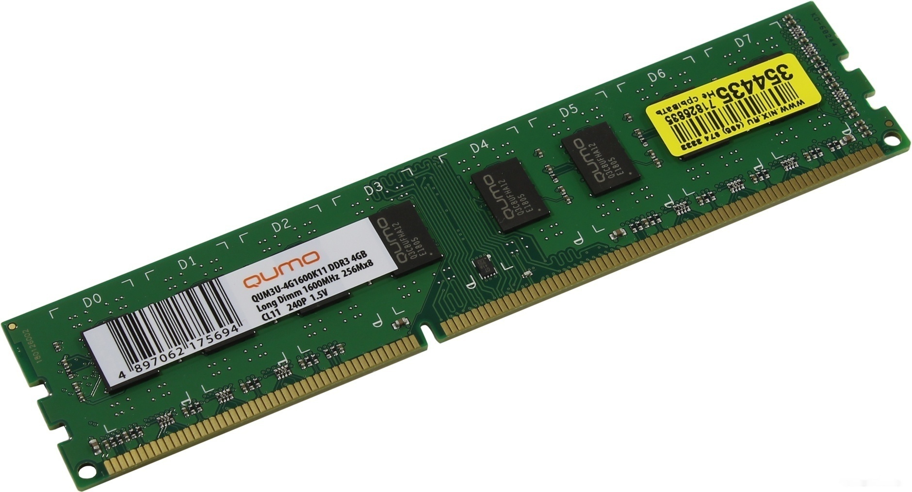 

Оперативная память QUMO 4GB DDR3 PC3-12800, Оперативная память QUMO 4GB DDR3 PC3-12800 (QUM3U-4G1600K11)