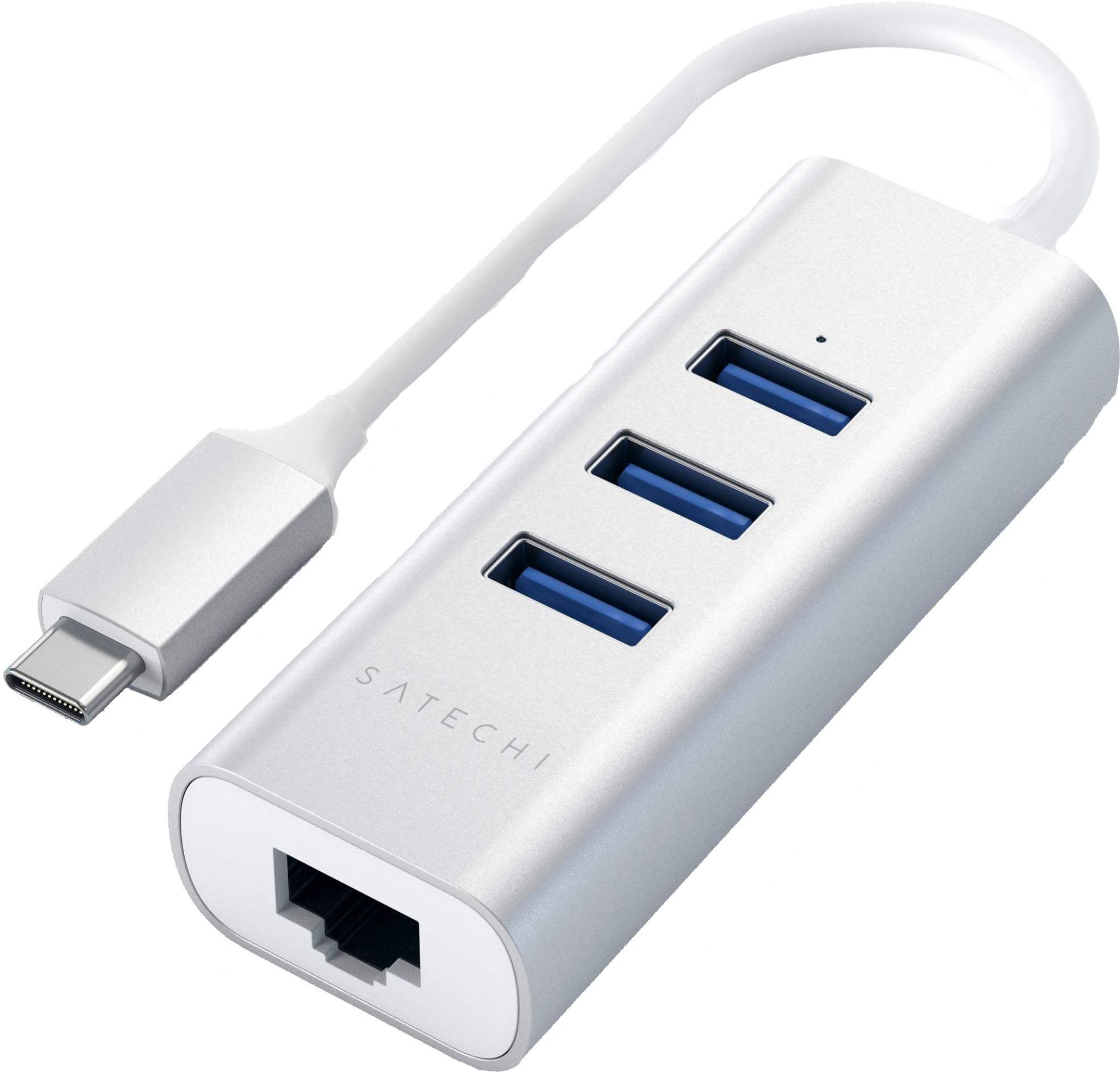 

Разветвитель для компьютера Satechi Type-C 2-in-1 USB 3.0 Aluminum 3 Port ST-TC2N1USB31AS, Type-C 2-in-1 USB 3.0 Aluminum 3 Port Hub and Ethernet Port
