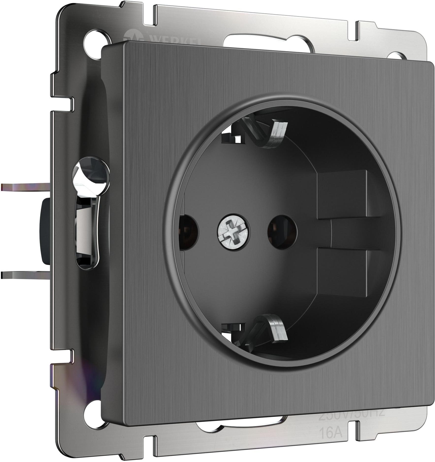

Розетка Werkel WL04-SKGS-01-IP44 графит рифленый, WL04-SKGS-01-IP44