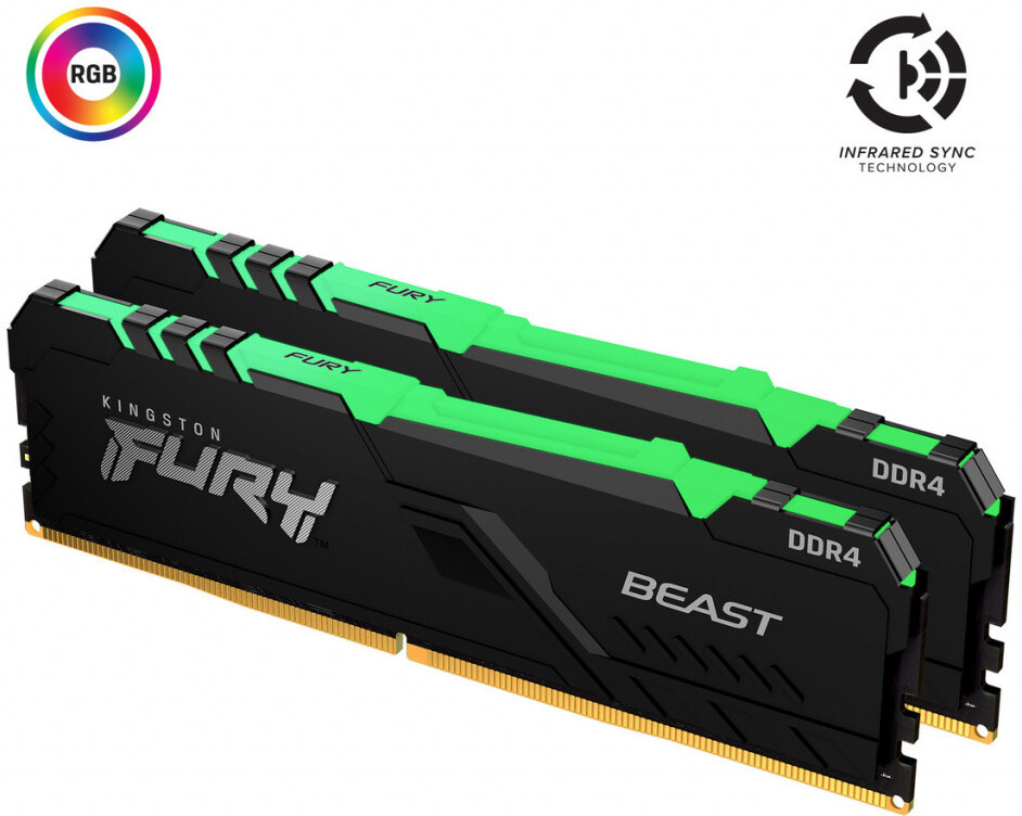 

Оперативная память Kingston KF437C19BBAK2/16, Оперативная память Kingston FURY Beast RGB 2x8GB DDR4 PC4-29800 (KF437C19BBAK2/16)