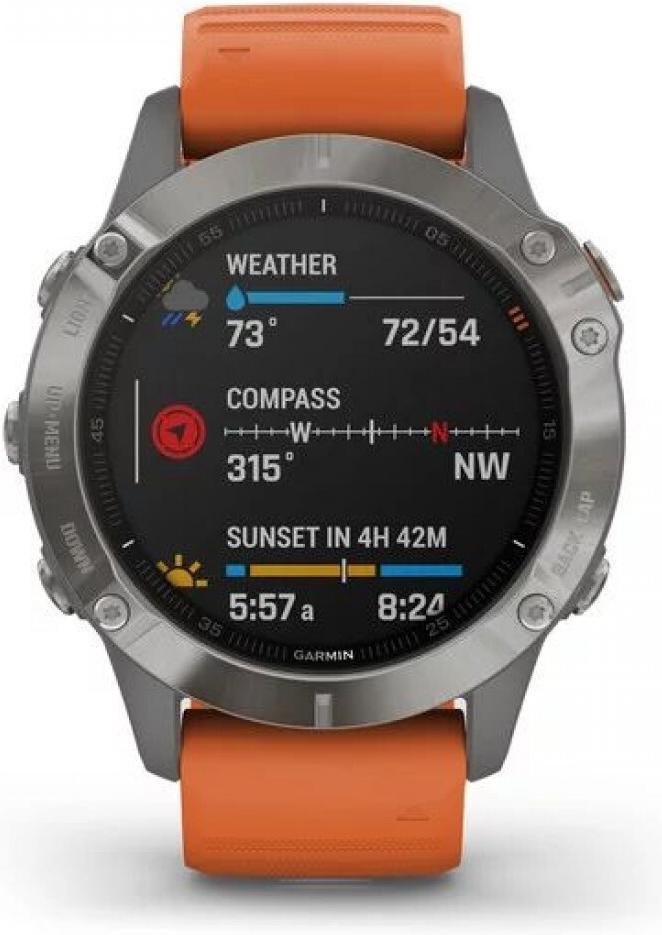 

Умные часы Garmin Fenix 6 Sapphire титановый/оранжевый [010-02158-14], Fenix 6 Sapphire
