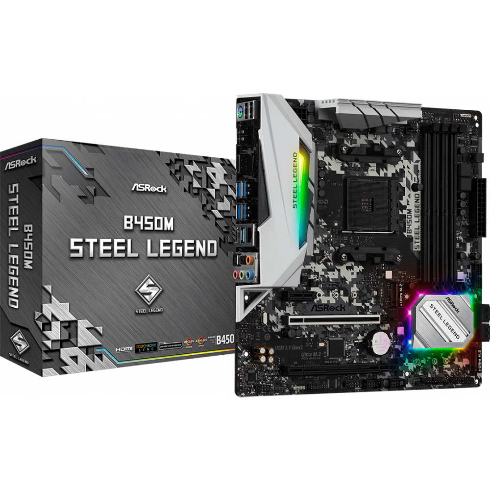

Материнская плата ASRock B450M Steel Legend, Материнская плата AsRock B450M STEEL LEGEND