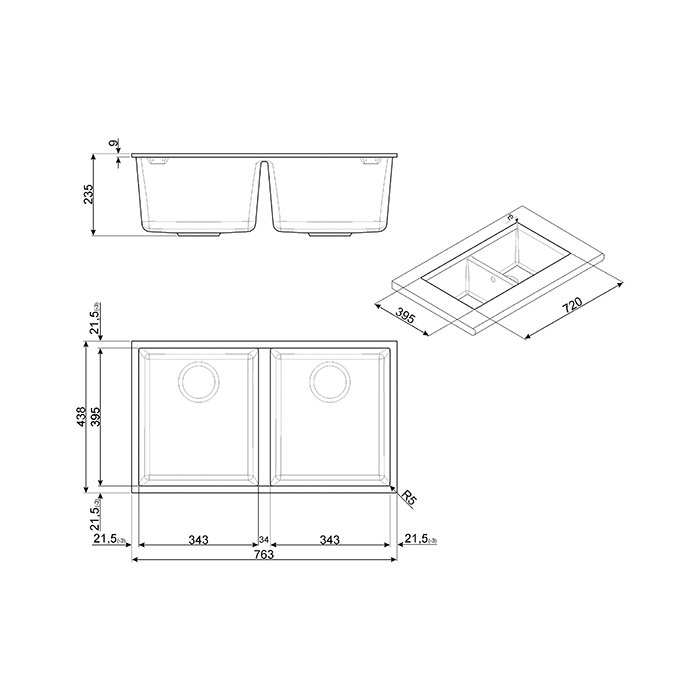 

Мойка кухонная Smeg VZUM3434CT, VZUM3434CT