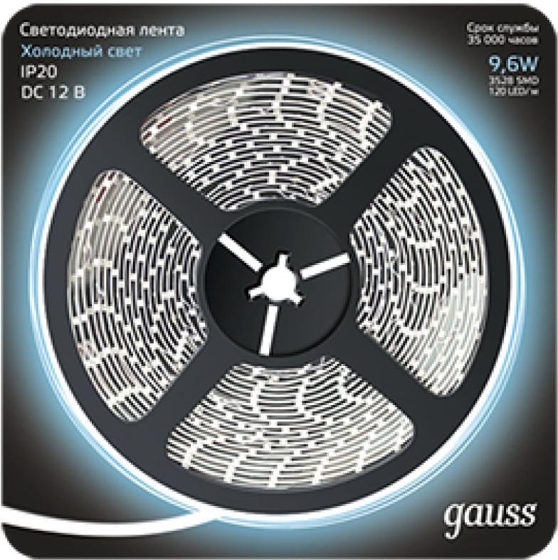 

Светодиодная лента Gauss LED 2835/120-SMD 9.6W 12V DC холодный белый [312000310], LED 2835/120-SMD 9.6W 12V DC