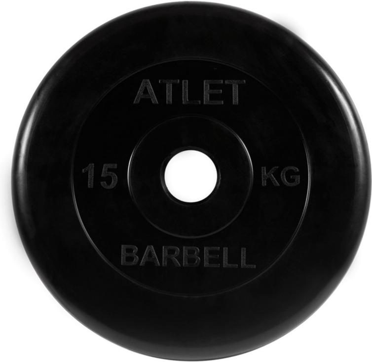 

Диск для штанги MB Barbell Atlet обрезиненный 51 мм 15 кг черный [MB-AtletB51-15], Atlet обрезиненный 51 мм 15 кг